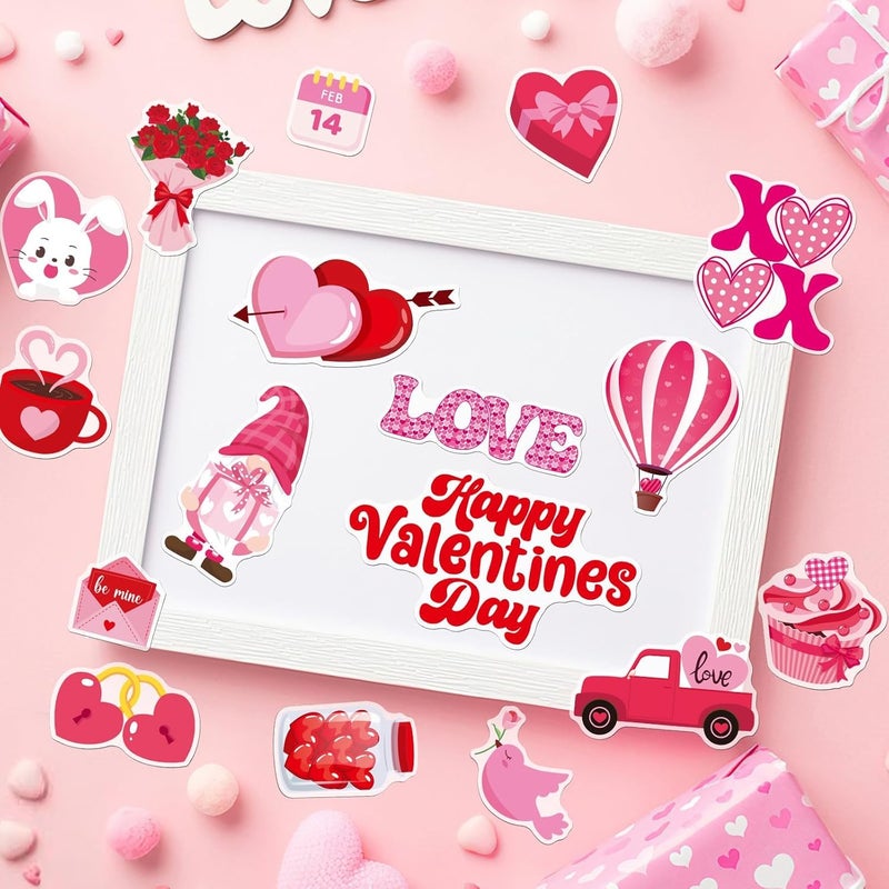 MARFOREVER 50 PCS Valentine's Day Gel Window Clings Stickers Reusable Cartoon Heart Love Rose Thick Gel Clings Decals for Valentine's Day Kids Classroom Party Window Glass Decoration - Image 4